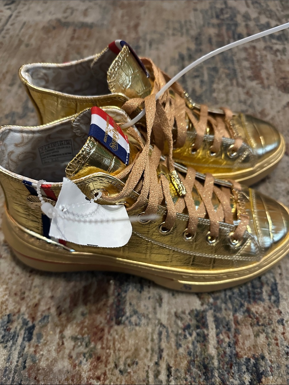 Gold Metallic High-Top Sneakers for Men